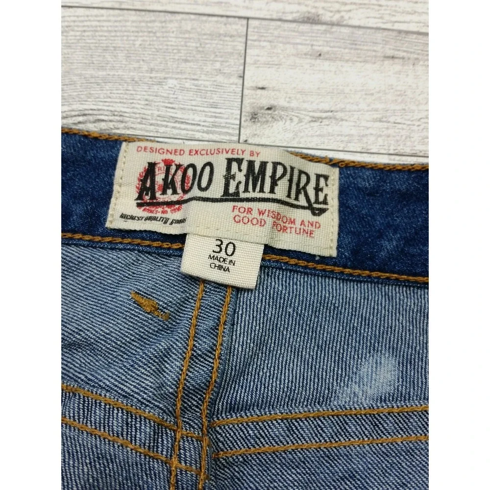 New Men's Akoo Empire Acid Washed Standard Denim Shorts Men's 30 Y2K 90s
